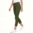 thumbnail image 5 of HongQid Women's Cropped Pants Elastic Waist Rolled Hem High Waisted Casual Work Petite Capri Trousers with Pockets, 5 of 7