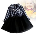 thumbnail image 2 of XIMIN Little Girl Dresses Black and White Plaid Buffalo Tutu Dress Tutu Skirt Long Sleeved Outfit Girls Ballet Party Princess Formal Outfit Baby Clothes, 2 of 8