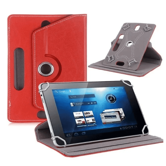 GJX Tablet Case Crystal Pattern 7 Inch Tablet Case Rotatable Cover Leather Stand Cover Red