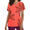 thumbnail image 2 of Dvkptbk Sarrau pour Femmes Halloween T-Shirts d'Halloween pour Femmes à Imprimé Citrouille et Araignée Hauts d'Infirmière Tenue de Travail avec Poches Mode Décontractée Col en V Manches Courtes, 2 of 5