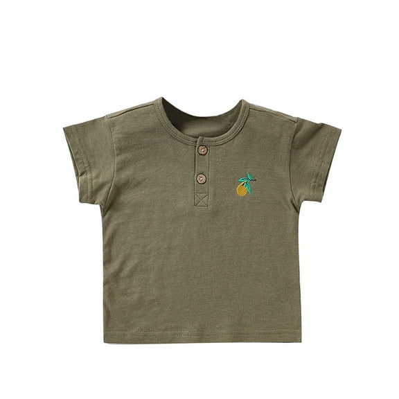Diufon Summer Cotton Tops for Toddlers Kids Round Neck Button Short Sleeve Tees Trendy Printed T-Shirts