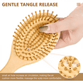 thumbnail image 4 of Art Leaves and Flowers Natural Wooden Hair Brush with Cushion for Gentle Scalp Massage, 4 of 7