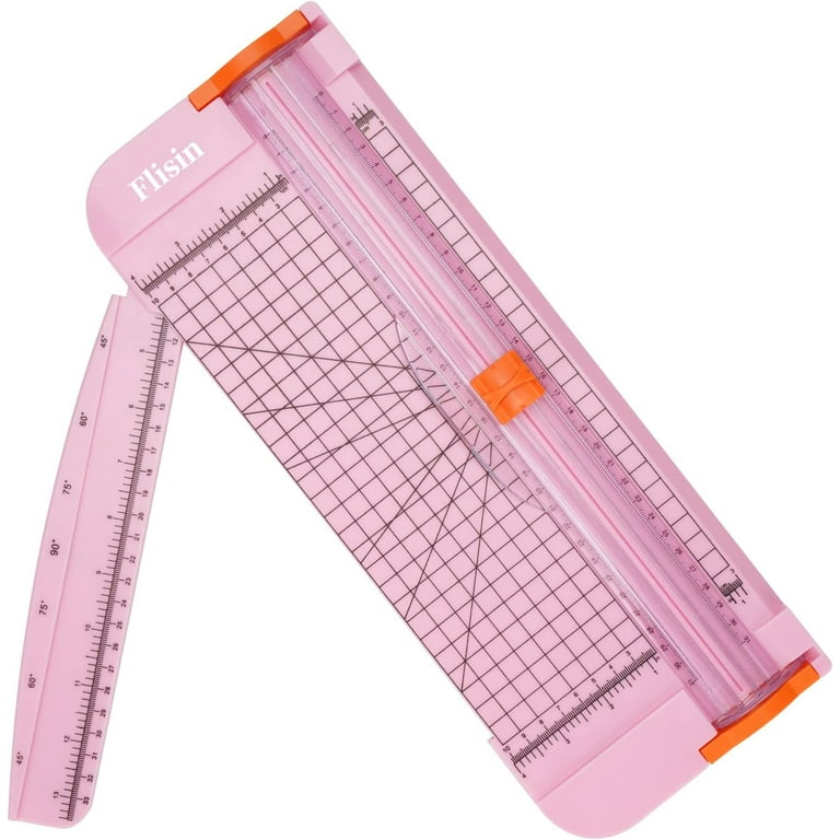 Paper Cutter,Portable Paper Slicer,12 Inch Paper Trimmer with Automatic  Security Safeguard and Side Ruler for Craft Paper,A4 Paper,Coupon, Label  and Cardstock (Pink) 