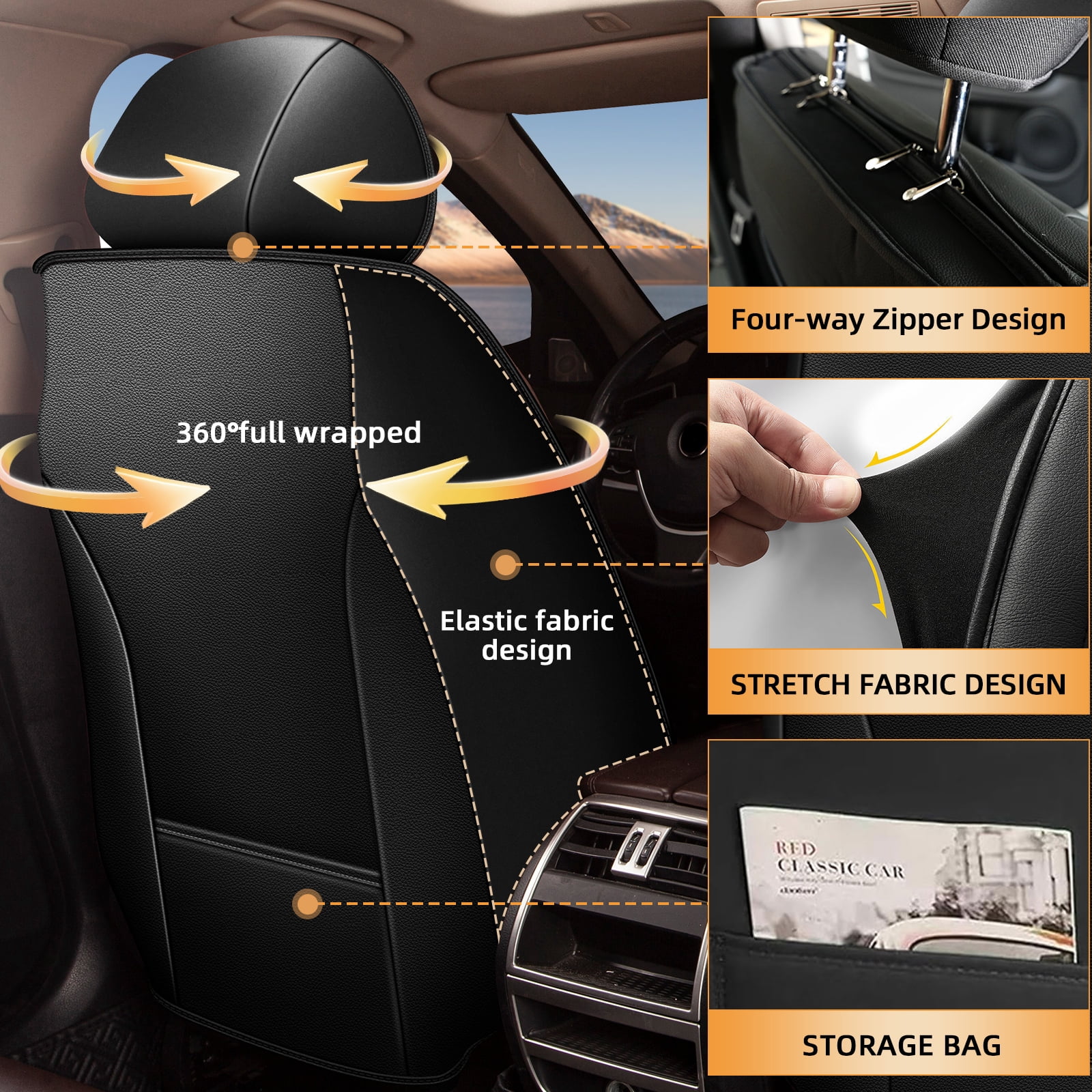 LAONNVIR 2 Front Car Seat Covers Fit for Toyota RAV4 2013-2024 2025 Front Set Leather Seat Cushion Airbag Compatible Automative Seat Cover Protector Grey,Front Set(2 Seat)