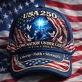 thumbnail image 2 of 250th Anniversary Hat America 250 Merchandise Blue, Fashion Cap for Men Women Unstructured 1776-2026 4th of July Veterans Day, 2 of 6