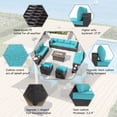 thumbnail image 3 of ALAULM 15-Piece Aluminum Weatherproof Outdoor Conversation Sets with Fire Pit Table, Blue/Brown, 3 of 7