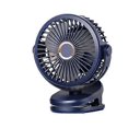 thumbnail image 1 of Mini ventilador recargable de 10000 mAh con clip, rotación de 360 grados, 4 velocidades, USB, ventilador de escritorio, aire acondicionado silencioso para dormitorio y oficina, azul marino, 1 of 5