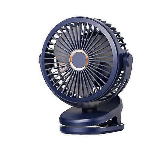 Mini ventilador recargable de 10000 mAh con clip, rotación de 360 grados, 4 velocidades, USB, ventilador de escritorio, aire acondicionado silencioso para dormitorio y oficina, azul marino