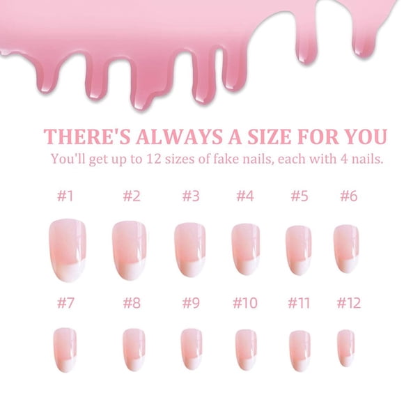 Medium Coffin Ombre False Press on Nails with Super Bond Nail Glue and Accessory Kit Included. Reusable Pink and White Ombre Nails Perfect for any Occasion