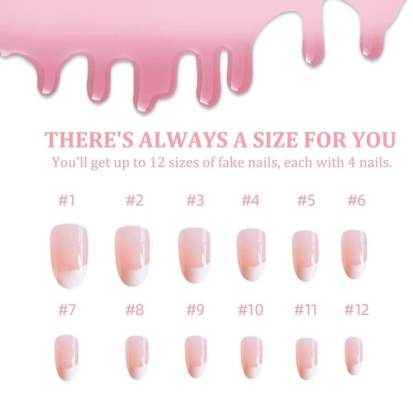 Medium Coffin Ombre False Press on Nails with Super Bond Nail Glue and Accessory Kit Included. Reusable Pink and White Ombre Nails Perfect for any Occasion