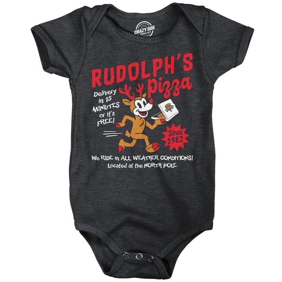Rudolphs Pizza Baby Bodysuit Funny Sarcastic Christmas Graphic Novelty Jumper For Infants