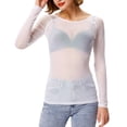 thumbnail image 4 of CIENVNSTG Women's Basic Long Sleeve Mesh Tops-Sheer See-Through Bodycon Blouses Perfect for Clubwear White L, 4 of 8