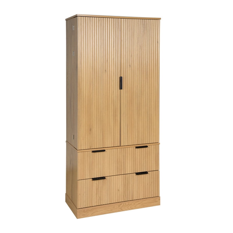 72'' Tall Fluted Kitchen Pantry Hutch with Rack & Drawer, Multi-Functional Storage Cabinet, Freestanding Cupboard Organizer