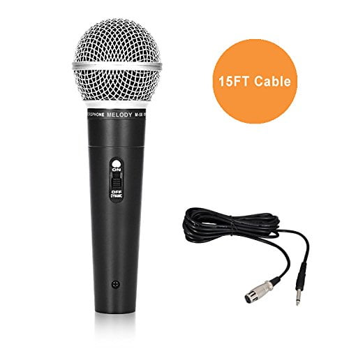 Melody (TM) Professionnel Métal Dynamique Cardioïde Performance Microphone avec 15 Pieds XLR à 14” 6.35mm Câble