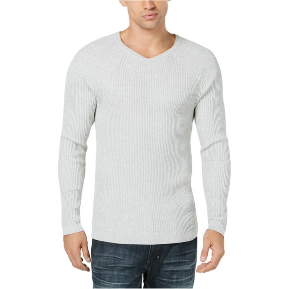 I-N-C Mens Ribbed Pullover Sweater, Grey, X-Large
