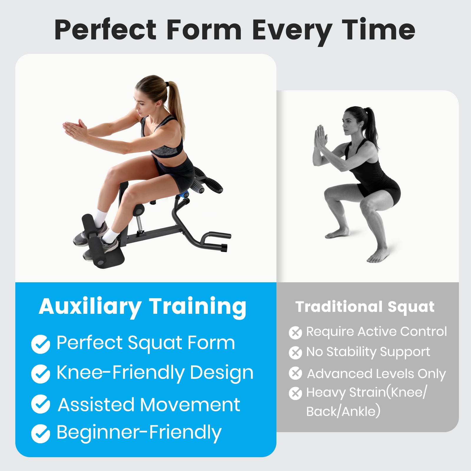 CATGOOD Deep Squat Machine for Women, Adjustable Glutes Trainer Machine, Core & Leg Exercise, Push Up Workout Equipment at Home Gym