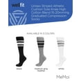 thumbnail image 2 of Wellfit Unisex Striped Athletic Cushion Sole Knee High Cotton Blend 15-20mmHg Graduated Compression Socks, 10-13, White, 2 of 8