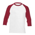 thumbnail image 3 of Mens Casual Slim Fit T Shirts Raglan 3/4 Sleeve Crewneck Baseball Tees Color Block Workout Fashion Shirt Red4 XXL, 3 of 3