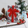 thumbnail image 5 of CozyNestFinds Christmas Wrapping Paper Roll, Vintage Steam Train with Snowy Forest Merry Christmas Wreaths, Holiday Gift Wrap for Men Women Family, Winter Crafts, Mini Roll 17 in x 16.4 Feet, 5 of 16