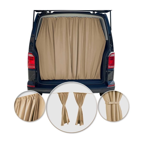 Trunk Tailgate Curtain for Mercedes Sprinter Beige 2 Privacy Curtains
