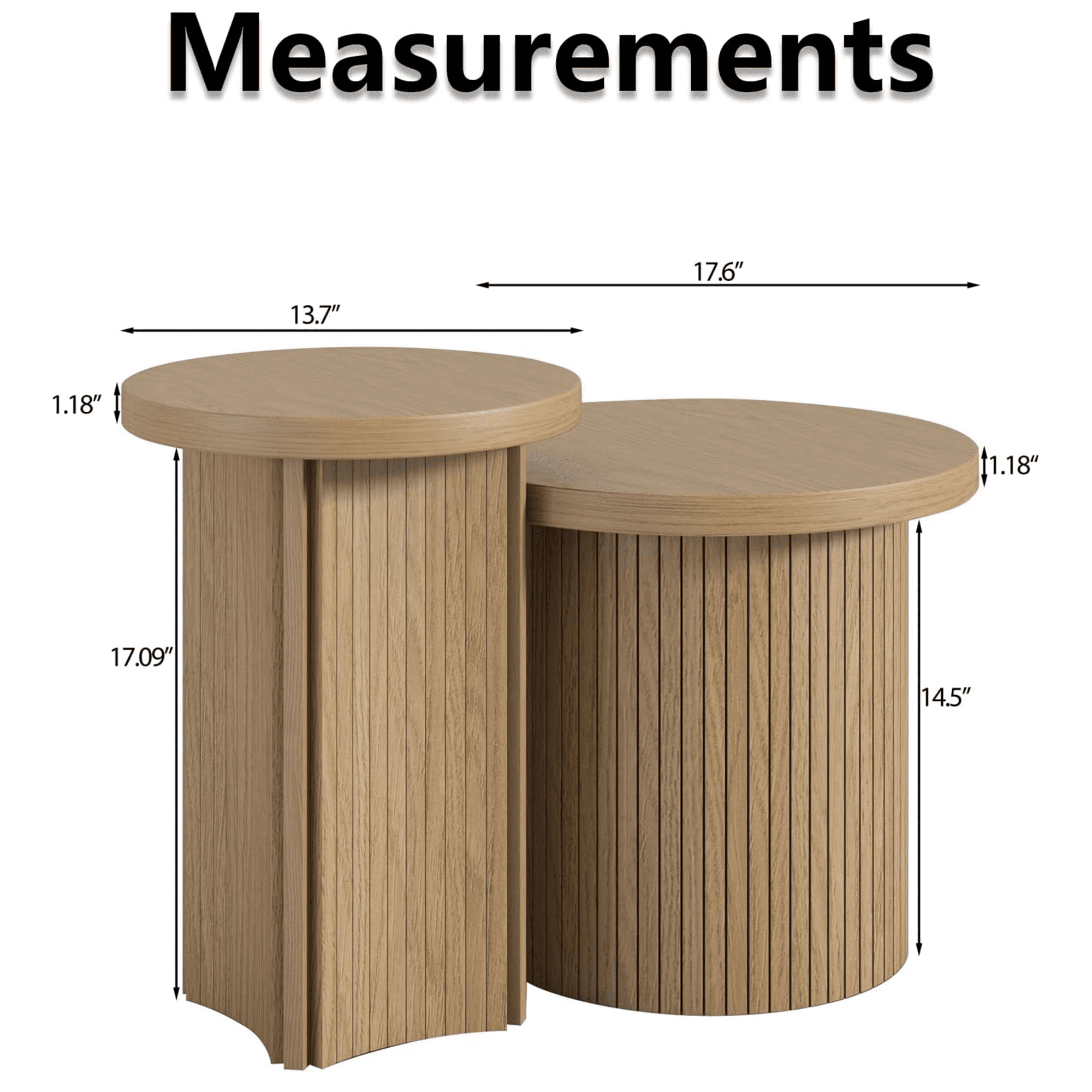 Oubayajia Modern Nesting Coffee Table Set of 2, Wood Round Table for Living Room Bedroom Balcony
