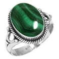 thumbnail image 1 of 925 Silver Ring For Women - Girls Green Natural Malachite Stone Silver Ring Size 10.5 May Birthstone Elegant Silver Ring Size 10.5 Gift For Mother On Easter 925 Gemstone Silver Jewelry, 1 of 6