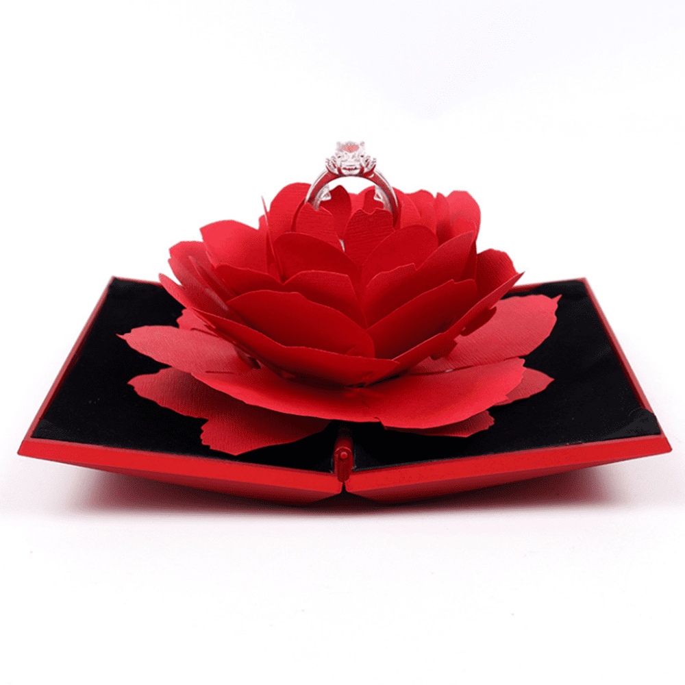Foldable Rose Ring Box For Rings Jewelry Creative Gift Jewelry Display Boxes  For Women Valentine's Day Wedding Gift Box - AliExpress