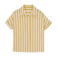 thumbnail image 4 of TBWNWG Girls Striped Knit Top Casual Loose Fit Lapel Open Front Short Sleeve Blouse Summer Fashion Tee,Size 5-6 Years, 4 of 5