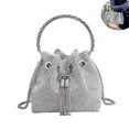 thumbnail image 1 of Bolso BBTT.ful Bolso bombonera con diamantes de imitación brillantes plateada, 1 of 6