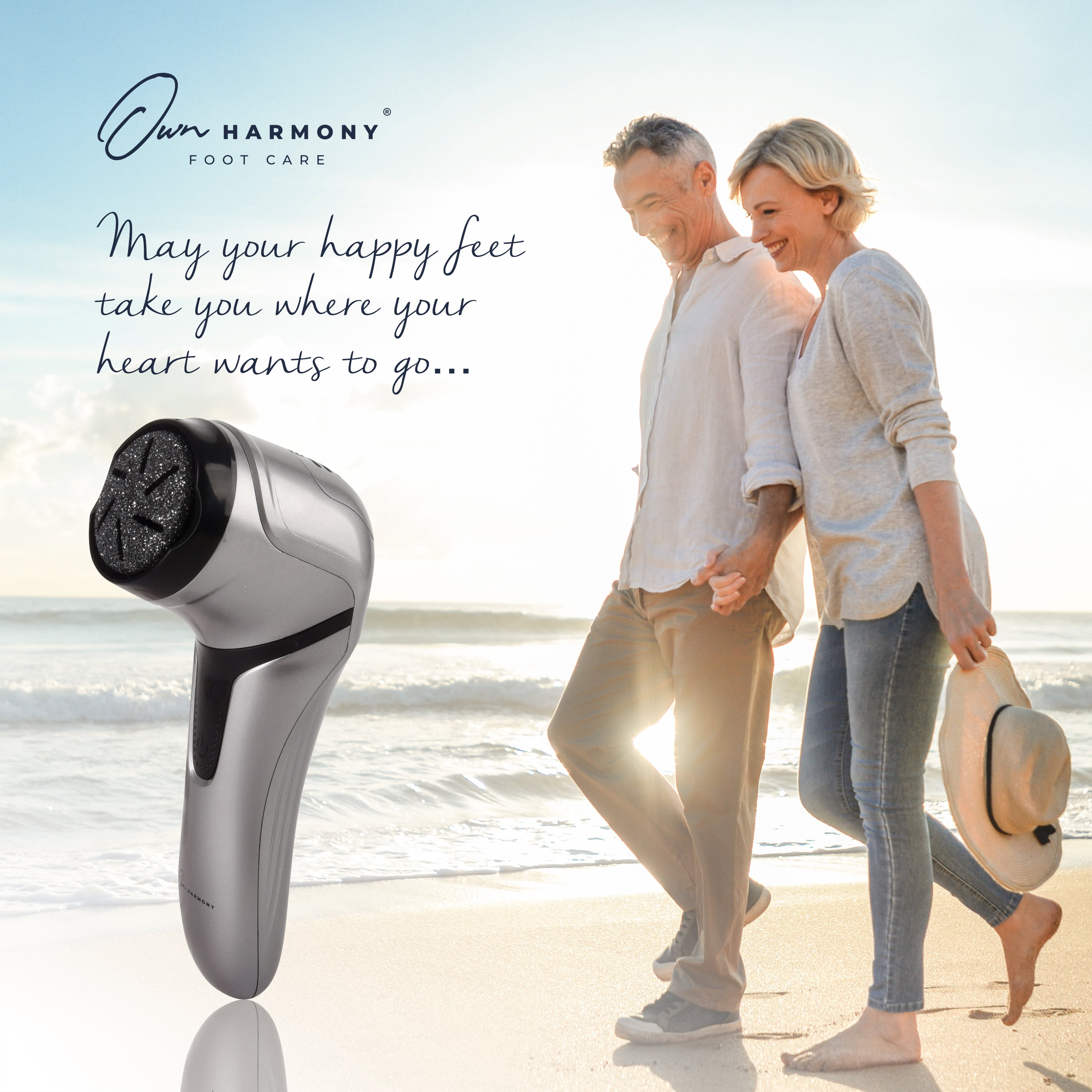 Own Harmony Electric Foot Callus Remover with Vacuum Absorption- Professional Pedicure Tools for Powerful Pedi Care - 3 Rollers Portable Electronic Feet File CR2100- Best for Hard, Dry, Cracked Heels