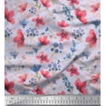 thumbnail image 1 of Soimoi Blue Viscose Chiffon Fabric Flower & Leaves Watercolor Print Fabric by the Yard 42 Inch Wide, 1 of 3