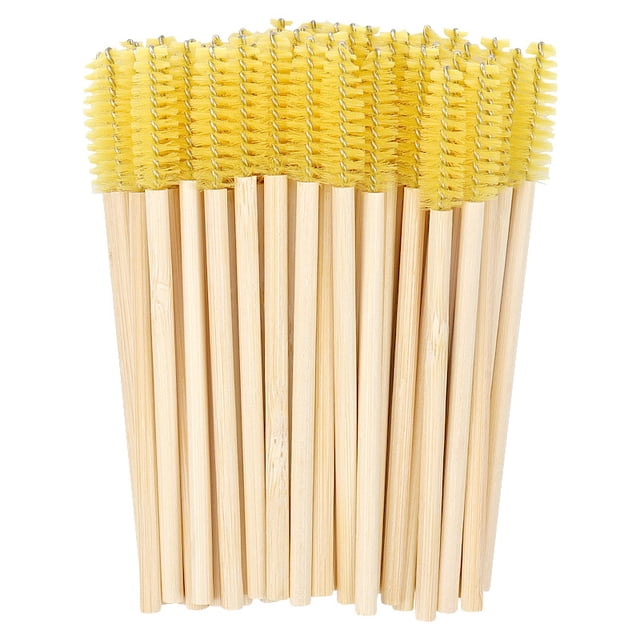Herramientas de belleza desechables Cepillo de nailon para pestañas Cepillo para cejas Mini cepillo de maquillaje Cepillo para pestañas con varilla de bambú