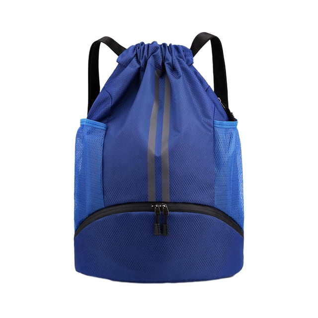 Sports Drawstring Backpack - Water Resistants String Bag With Side Mesh Pockets Shoe Compartment Gym Backpack For Women Men