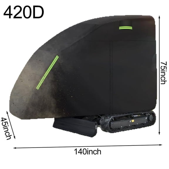 Black Heavy Duty Mini Excavator Cover 140x45x75 Inches Waterproof and Dustproof