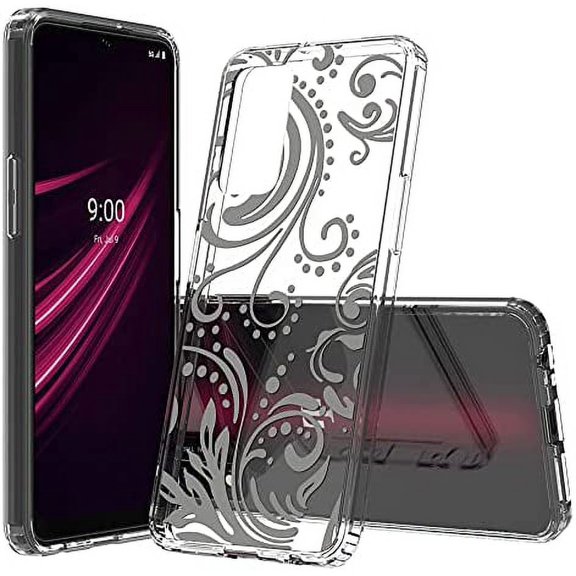 ANJ  Hybrid Slim [Scratch-Proof] Hard Back Cover Case w/Flexible Bumper Compatible with T-Mobile REVVL V  5G - Clover Leaves