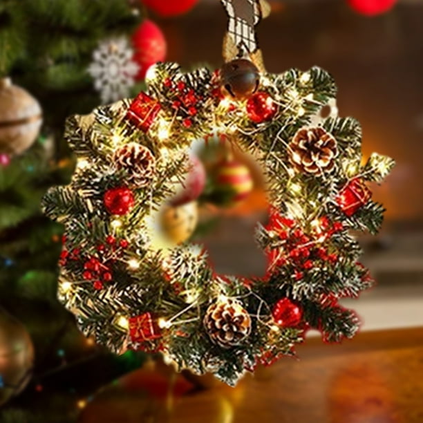 Fiudx Liquidación De Decoración Del Hogar Por Menos De $5 Corona De Navidad Iluminada En oro Puerta De Entrada De Madera De Hierro forjado Corona De Navidad/Corona De Otoño/Corona De Puerta De Casa I