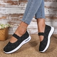 thumbnail image 4 of BOERTEU Women Hollow Knit Mary Jane Walking Flats, Wavy Elastic Strap Slip On Casual Shoes, Lightweight Non Slip Platform Daily Sneakers, 4 of 5