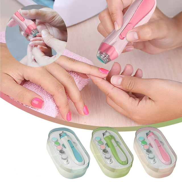 Set de Manicura Infantil a Pilas con Cortaúñas y Amoladora | Luz Led | Silencioso (35 Db) | Portátil | Componentes de Amoladora Lavables | Hju250821010Bu