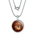 thumbnail image 1 of Jack O Lantern Halloween Candy Sugar Salt Bae Pumpkin 0.75" Pendant with Sterling Silver Plated Chain, 1 of 3