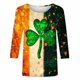 thumbnail image 4 of Xuyuer Women's Fashion St. Patrick's Day Printed 3/4 Sleeve Round Neck Blouse, Casual Holiday Top for Irish Themed Parties, Festival Outfits and Seasonal Celebration, 4 of 5