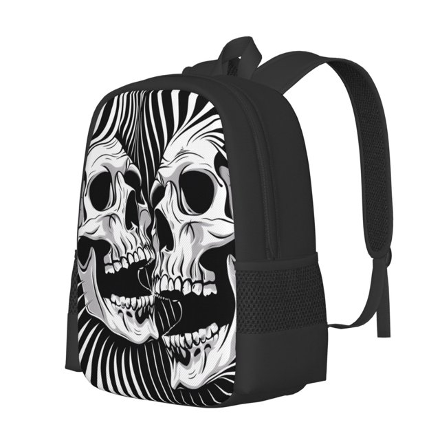 Fotbe Psychedelic Skull Illusion Art Pattern Student Backpack –School backpack Large Capacity Durable and Ergonomic Backpack with Laptop Compartment and Multiple Pockets