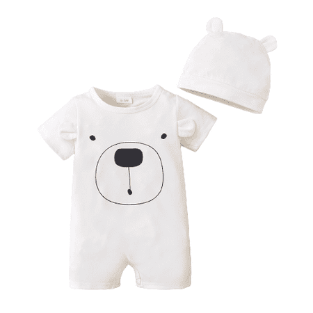 

Baby Girls Romper 3 Months Baby Girls Bear Print 6 Months Baby Girls Short Sleeve Romper Brown