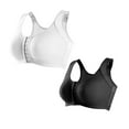 thumbnail image 5 of Jacenvly New Sports Bras for Women 2Pc Front Closure Bras for High Impact Sports Everyday Breathable Bras for Women No Underwire Black, 5 of 8