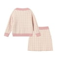 thumbnail image 2 of LittleSpring Girls Two Piece 3T Button Front Long Sleeve Tweed Jacket and Skirt Set Pink, 2 of 7