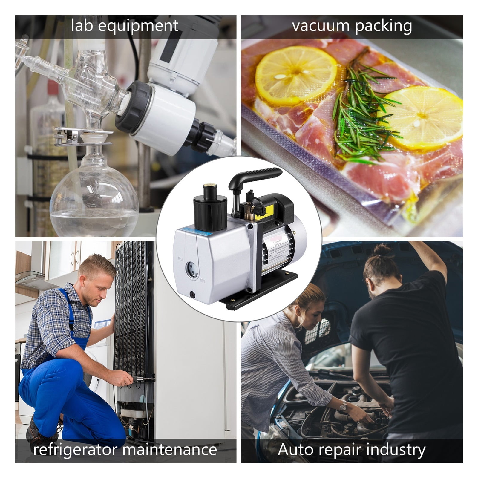 Vacuum Pump,5CFM 1/2 Double Stage HVAC Refrigerant Vacuum Pump Portable Refrigeration For Household Air Conditioning Packing
