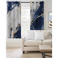 thumbnail image 2 of Marble Navy Blue Blackout Curtains 84 Inches Long for Bedroom, Abstract Gold White Brick Stone Motif Thermal Insulated Room Darkening Black Out Window Curtain Panels Grommet Drapes for Living Room, 2 of 8