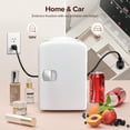 thumbnail image 5 of Auseo Mini Portable Fridge Personal, Countertop, 4L/6 Cans, Cooler Small Refrigerator, AC/DC, Option for Skincare, Makeup, Drinks, Dorm Room, White, 5 of 7