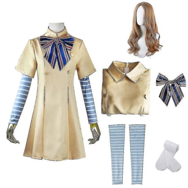 Disfraz de Megan para niñas y niños M3gan, disfraz de Cosplay con peluca, paquete de 5 disfraces de película de terror M3gan, disfraz para fiesta de carnaval, disfraz de Halloween.c 130 oso de fresa Electrónica