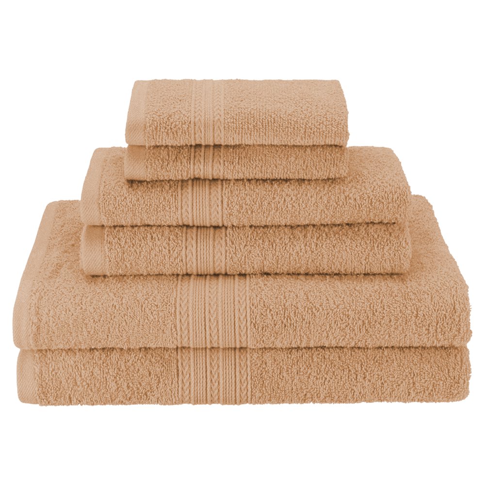 EcoFriendly 6Piece Cotton Bath Towel Set, Camel