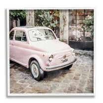 Stupell Industries Pink Buggy in France Transportation Painting White Framed Art Print Wall Art, 12 x 12